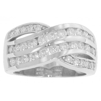 2.50 ct Ladies Round Cut Diamond Anniversary Ring In Two Row Channel Setting