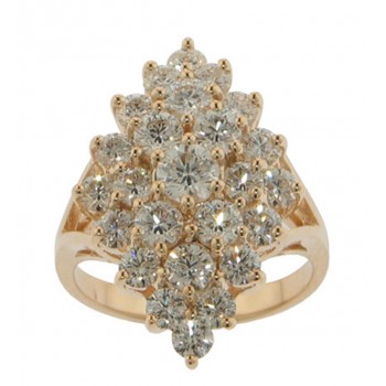 3.00 ct. TW Round Cut Diamond Anniversary Cluster Yellow Gold Ring F VS2 Clarity