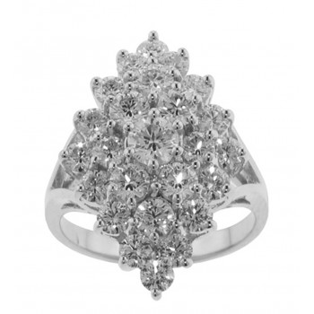 3.00 ct. TW Round Cut Diamond Anniversary Cluster White Gold Ring F VS2 Clarity