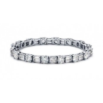 6.00 CT Round & Baguette Cut Diamond Tennis Bracelet With High Quality Diamonds