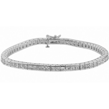 3.00 Ct TW Ladies Princess Cut Diamond Tennis Bracelet In White Gold 14 kt