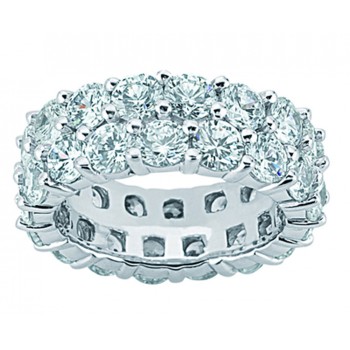 4.15 ct Ladies Two Row Round Cut Diamond Eternity Wedding Band Ring