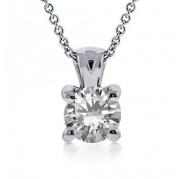 0.65 ct Round Cut Diamond Solitaire Pendant Necklace With 16 inch Chain