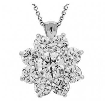 1.50 ct Ladies Round Cut Diamond Pendant Necklace White Gold 