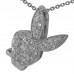 0.55 Ct.TW Pave Round Diamond Bunny Head Pendant in 14 kt. With 16” Chain