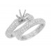 2.40 ct Ladies Pave Set Diamond Cut Diamond Semi Mout Engagement Ring Set