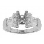 1.00 Ct. TW Round and Baguette Diamond  Semi Mount Ring G Color SI-1 Clarity