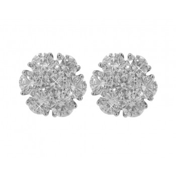 5.00 Ct. TW Large Round Diamond Cluster Earrings in 14 kt  Post Back Mounts