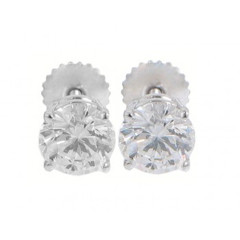 1.32 ct Ladies Round Cut Diamond Stud Earrings Screw Back In White Gold